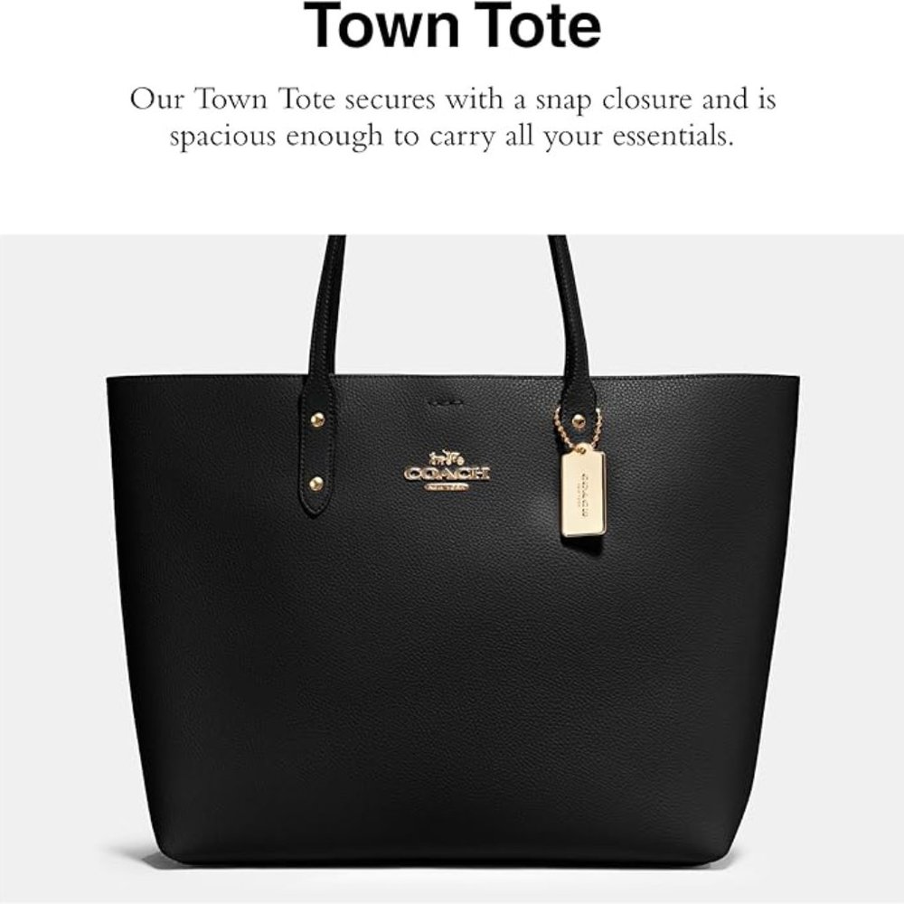 COACH Town Tote - Black Polished Pebble Leather - Picture 11 of 12